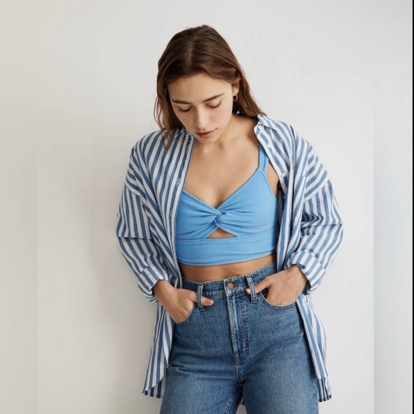 SOLD 🛑 Madewell Blue Knot Front Cutout Crop Tank - Picture 3 of 8